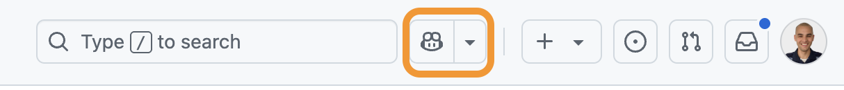 The Copilot chat button in GitHub