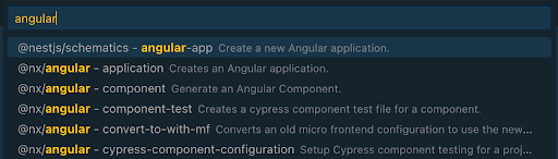 Nx Console Create Angular elements