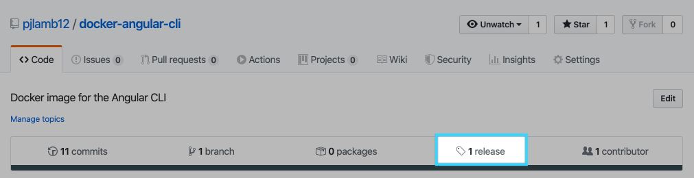 GitHub releases tab