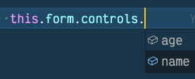 Intellisense shows the options to use for the controls of the form